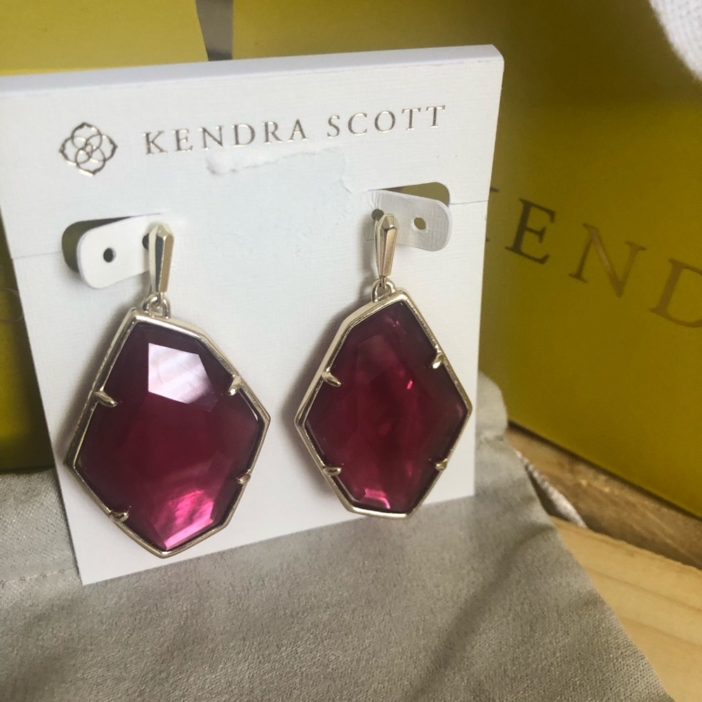 New Kendra Scott Earrings, Large Berry colored